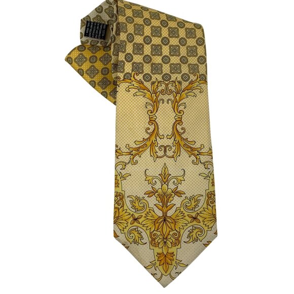 Gianni Versace Other - VTG Gianni Versace Yellow Gold Baroque Silk Necktie Italy